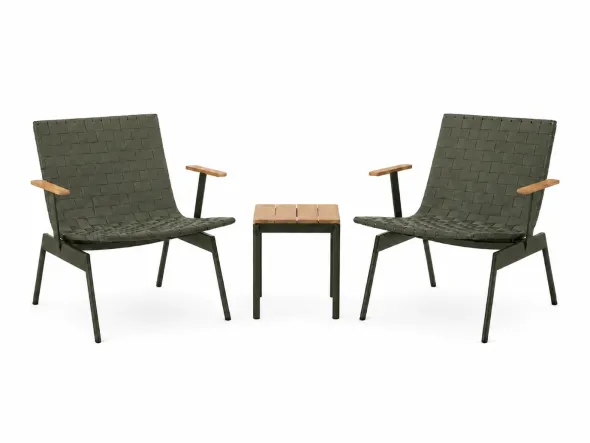 Ville loungesæt i Teak & Bronze Green med 2 stole og 1 skammel fra &Tradition