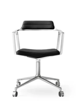 VIPP452 Swivel Chair m/hjul, sort læder fra Vipp