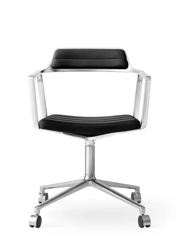 VIPP452 Swivel Chair m/hjul, sort læder fra Vipp