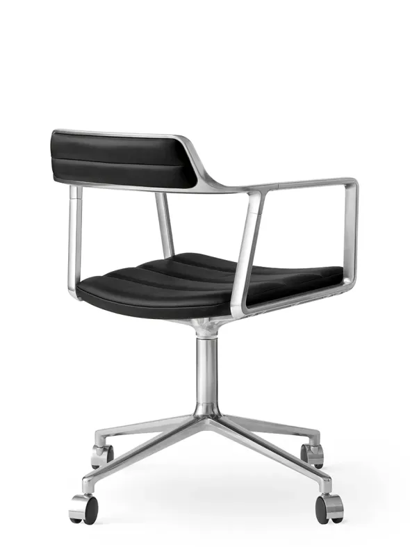VIPP452 Swivel Chair m/hjul, sort læder fra Vipp