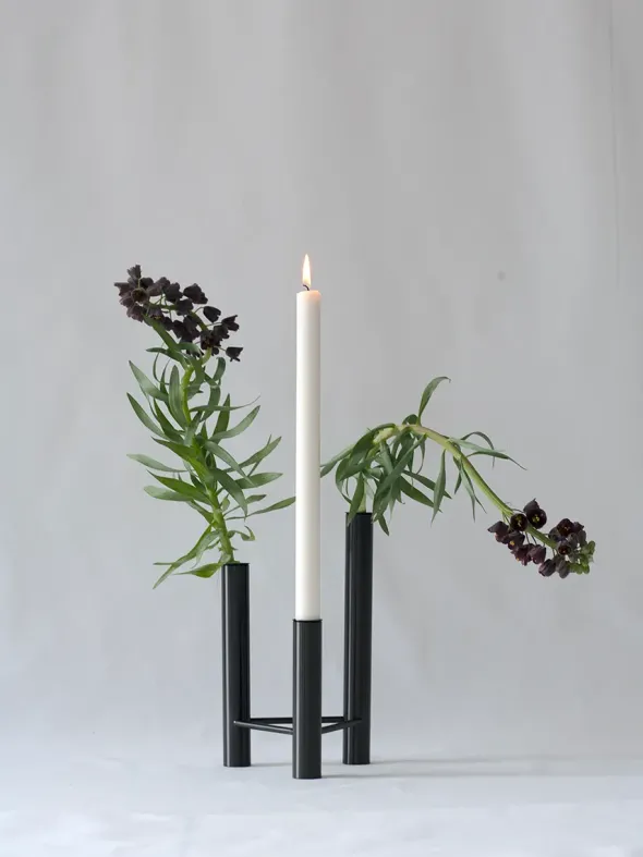 VISTA vase og lysestage, sort fra Kay Bojesen