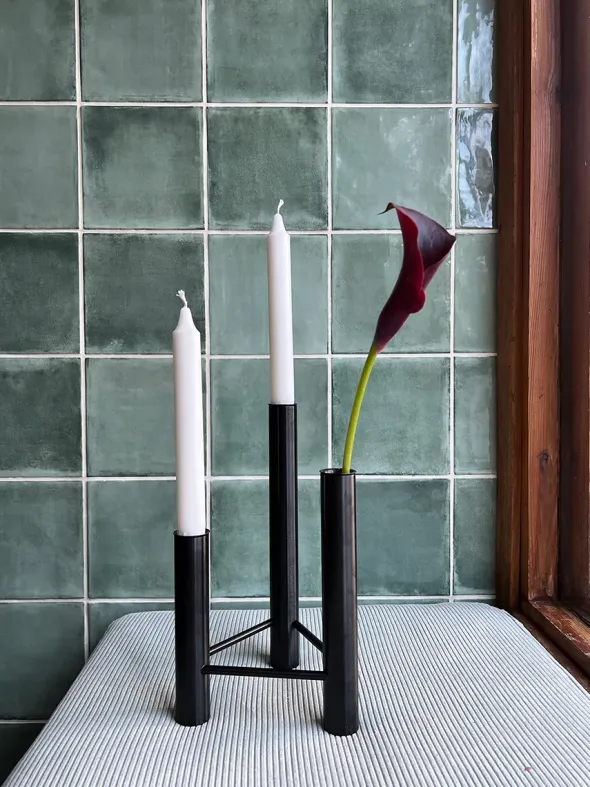 VISTA vase og lysestage, sort fra Kay Bojesen