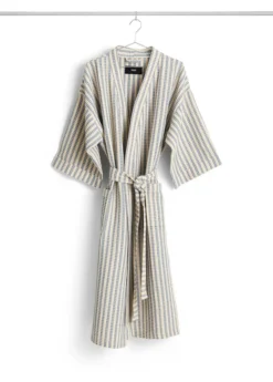 Waffle Badekåbe, stripe dusty blue fra Hay