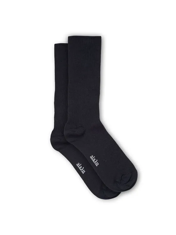 Wool Rib Socks, navy fra Aiayu