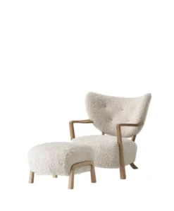 Wulff lænestol inkl. skammel, - Sheepskin Moonlight fra &Tradition